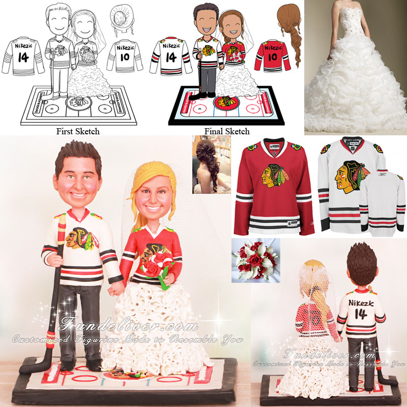 Chicago Blackhawks Wedding Cake Toppers